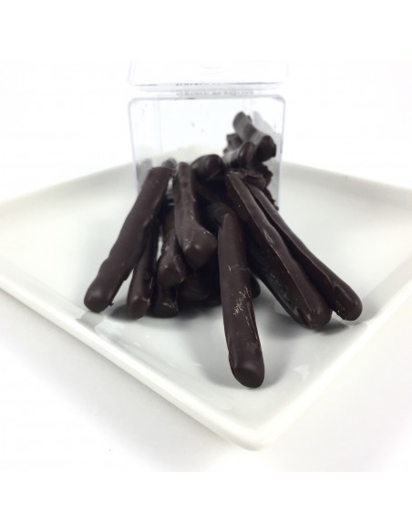 Palitos de naranja con chocolate negro Pallás