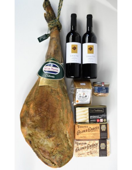 Caja con Jamón Ibérico Julián Martín y Enate reserva